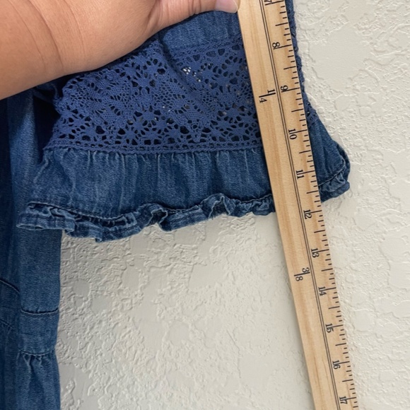 Gap x LoveShackFancy Chambray Tiered Midi Dress Size L Blue Button Down - Picture 10 of 16